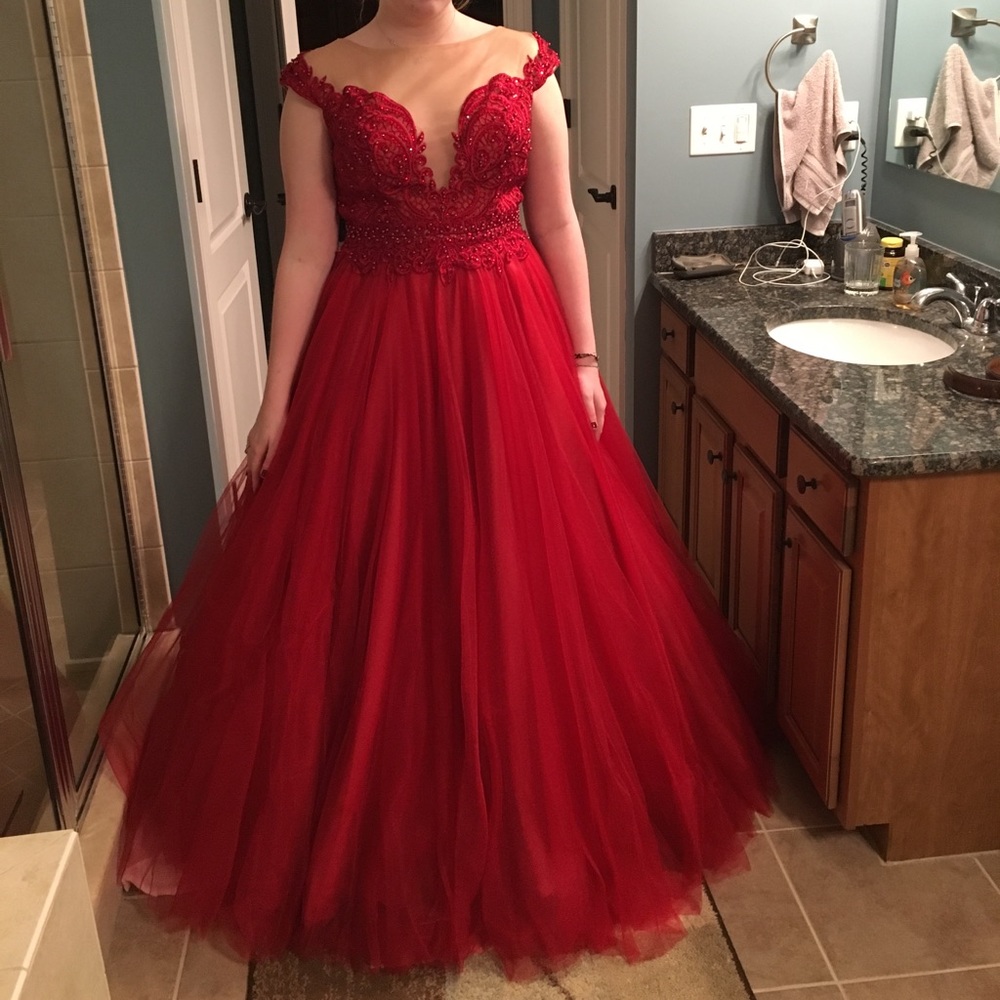 NEED TO SELL ASAP Terani couture red prom dress - Picture 2 of 6